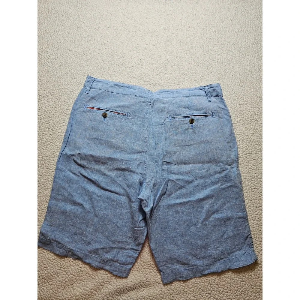1901 Mens Slim Fit 100% Linen Shorts Light Blue 36 R Summer Chino